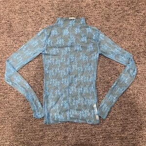 Free People Sheer Blue Layering Long Sleeve Top